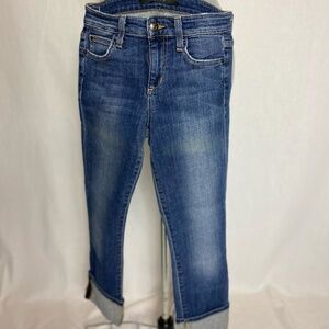 Joe"s Judy Jean in dark blue stretch denim, cropped.